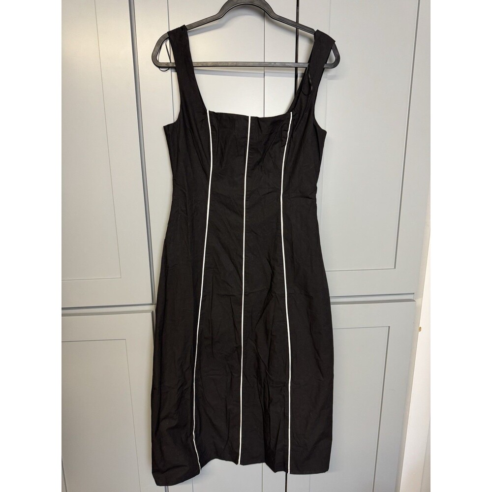 Vici Womens Dress Solange Contrast Piping Cotton‎ Midi Dress Coastal Wide Strap